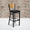 Bk/Nat Slat Stool-Black Seat