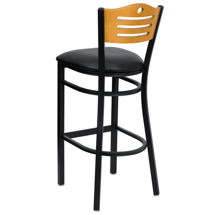 Bk/Nat Slat Stool-Black Seat