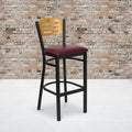 Bk/Nat Slat Stool-Burg Seat