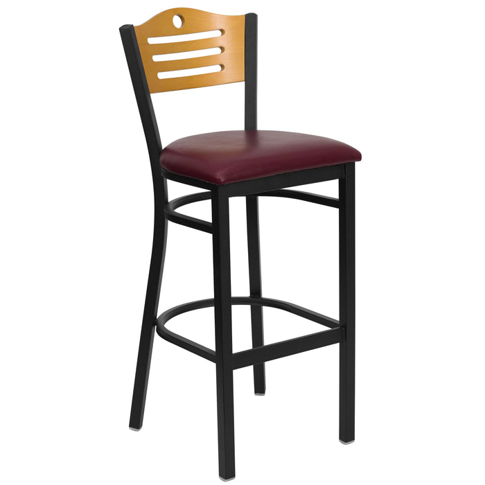 Bk/Nat Slat Stool-Burg Seat