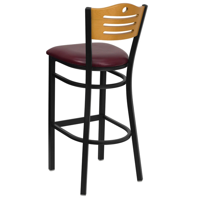 Bk/Nat Slat Stool-Burg Seat