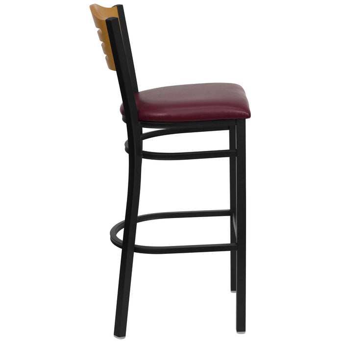 Bk/Nat Slat Stool-Burg Seat