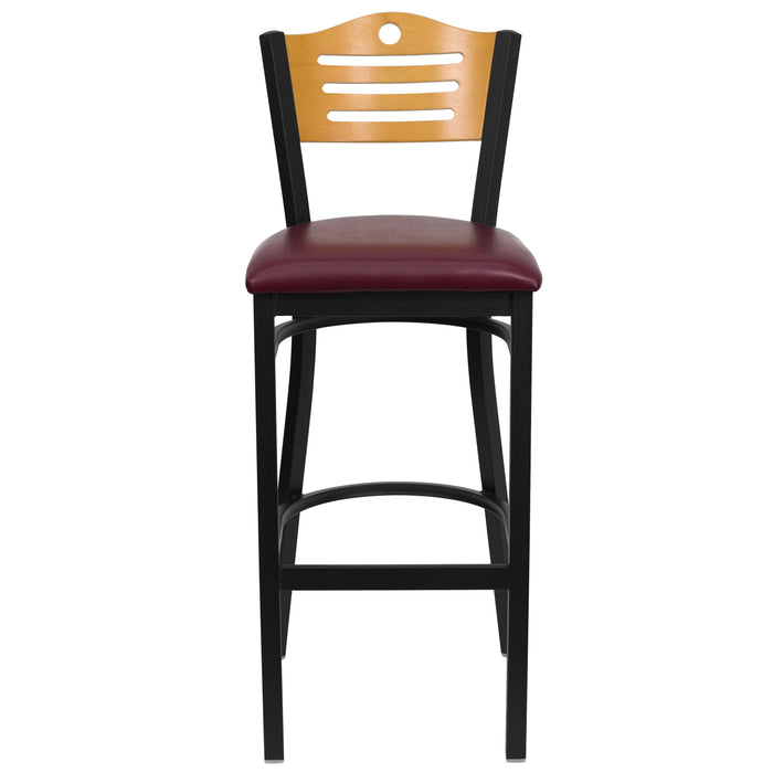 Bk/Nat Slat Stool-Burg Seat