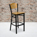 Bk/Nat Slat Stool-Wood Seat