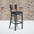 Bk/Wal Slat Stool-Black Seat