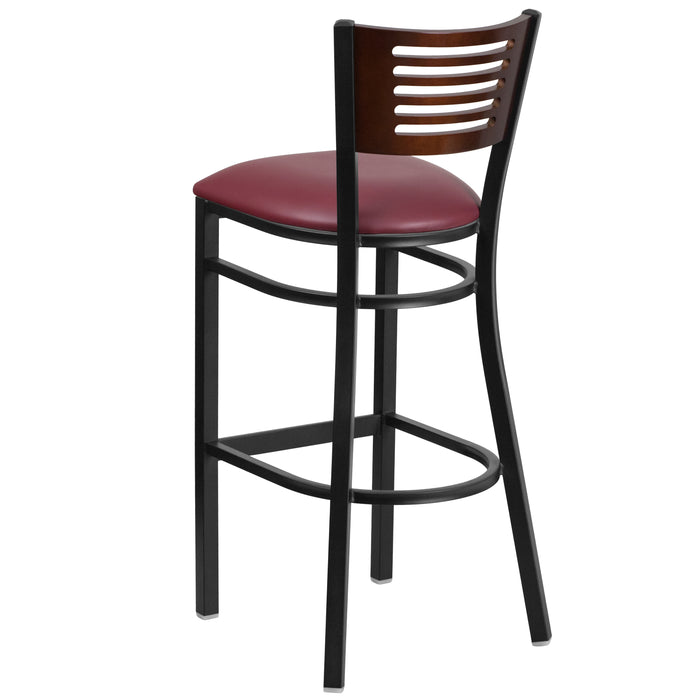 Bk/Wal Slat Stool-Burg Seat