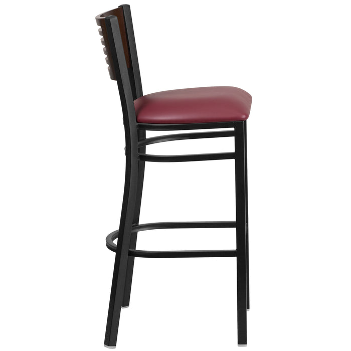 Bk/Wal Slat Stool-Burg Seat