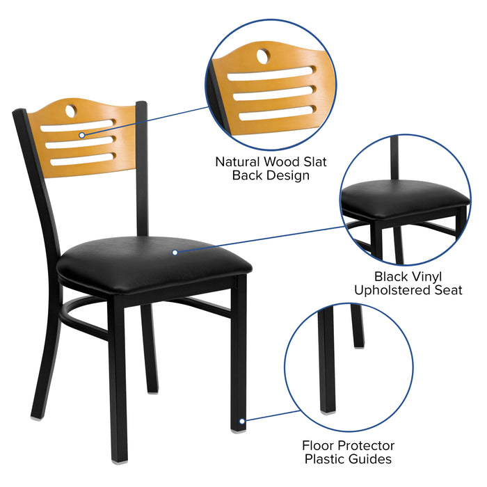 Bk/Nat Slat Chair-Black Seat