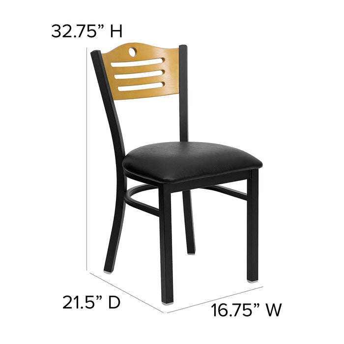 Bk/Nat Slat Chair-Black Seat