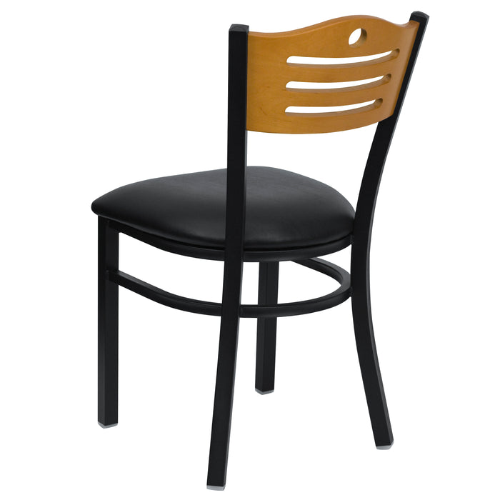 Bk/Nat Slat Chair-Black Seat