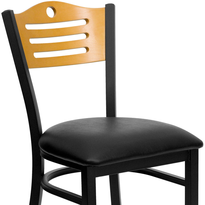 Bk/Nat Slat Chair-Black Seat