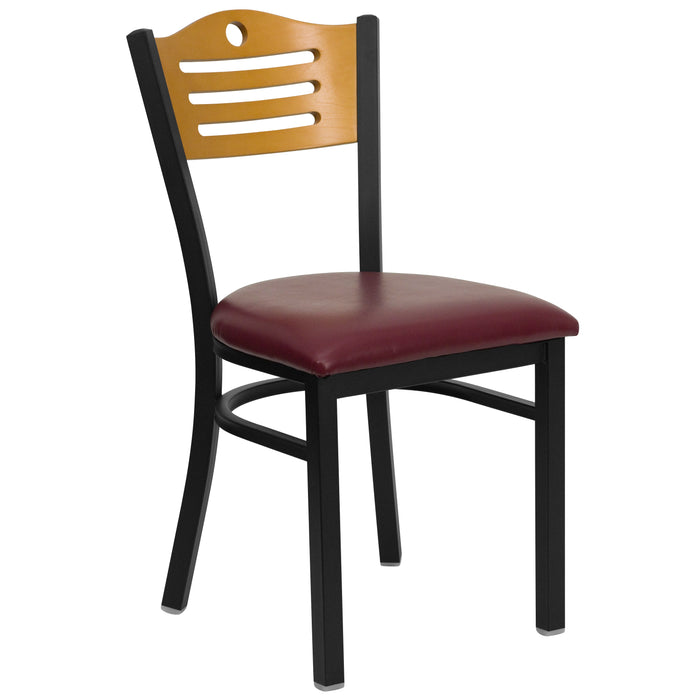 Bk/Nat Slat Chair-Burg Seat