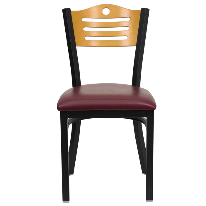 Bk/Nat Slat Chair-Burg Seat