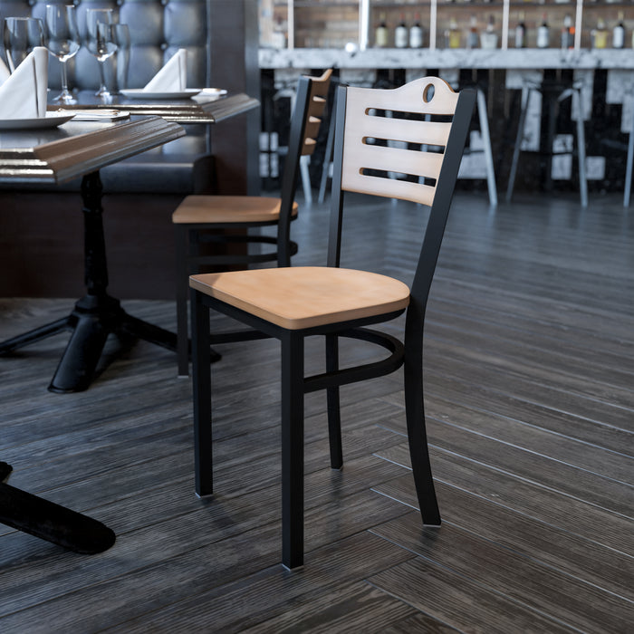 Bk/Nat Slat Chair-Wood Seat