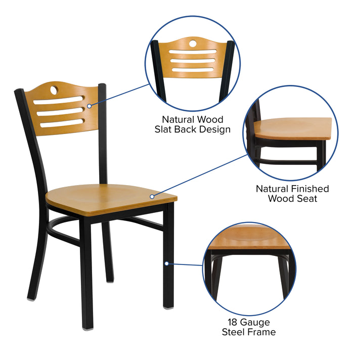 Bk/Nat Slat Chair-Wood Seat