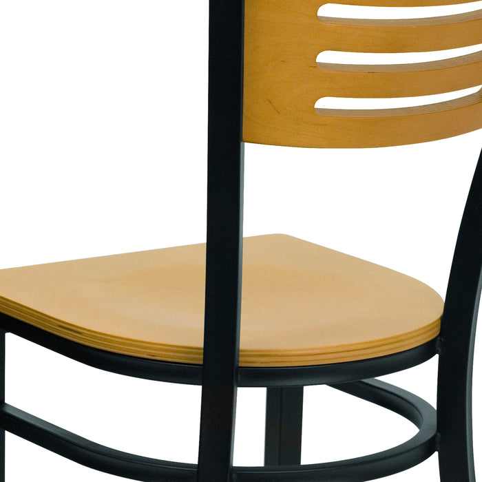 Bk/Nat Slat Chair-Wood Seat