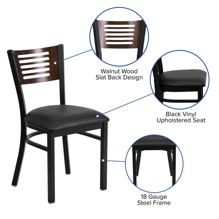 Bk/Wal Slat Chair-Black Seat