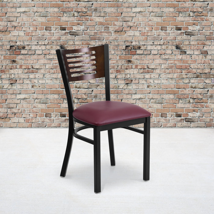 Bk/Wal Slat Chair-Burg Seat