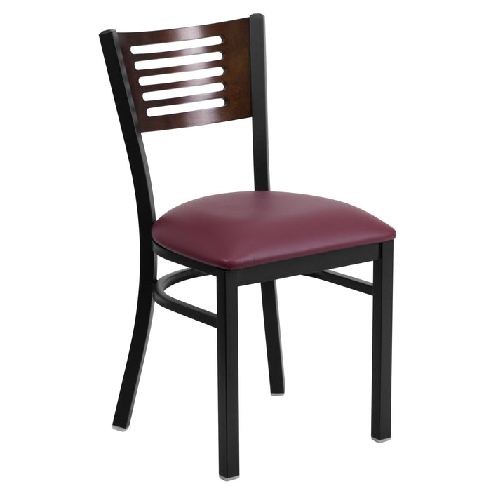 Bk/Wal Slat Chair-Burg Seat
