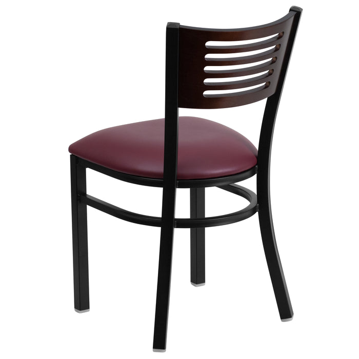 Bk/Wal Slat Chair-Burg Seat