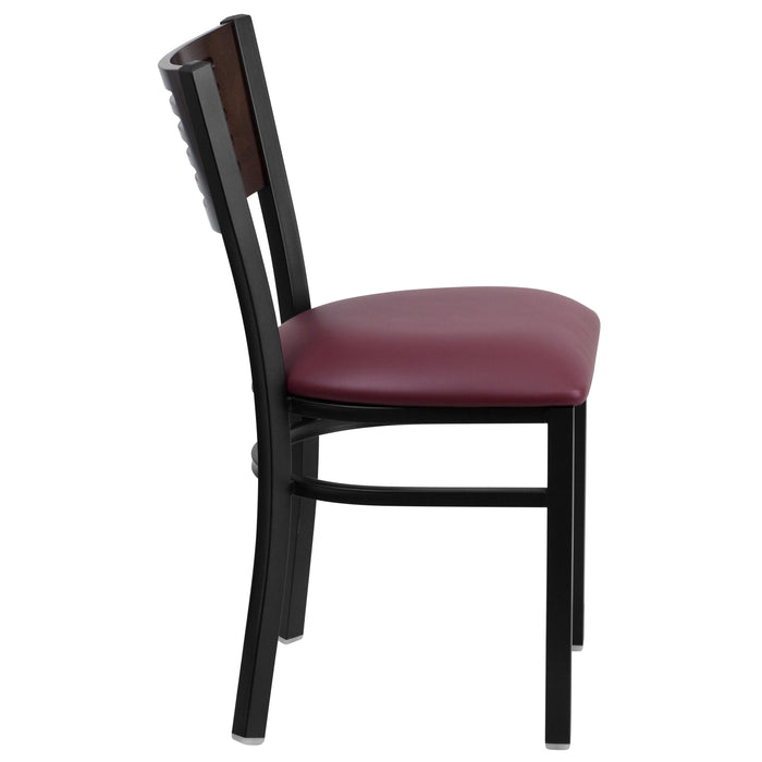 Bk/Wal Slat Chair-Burg Seat