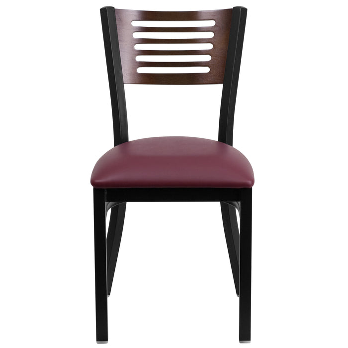 Bk/Wal Slat Chair-Burg Seat