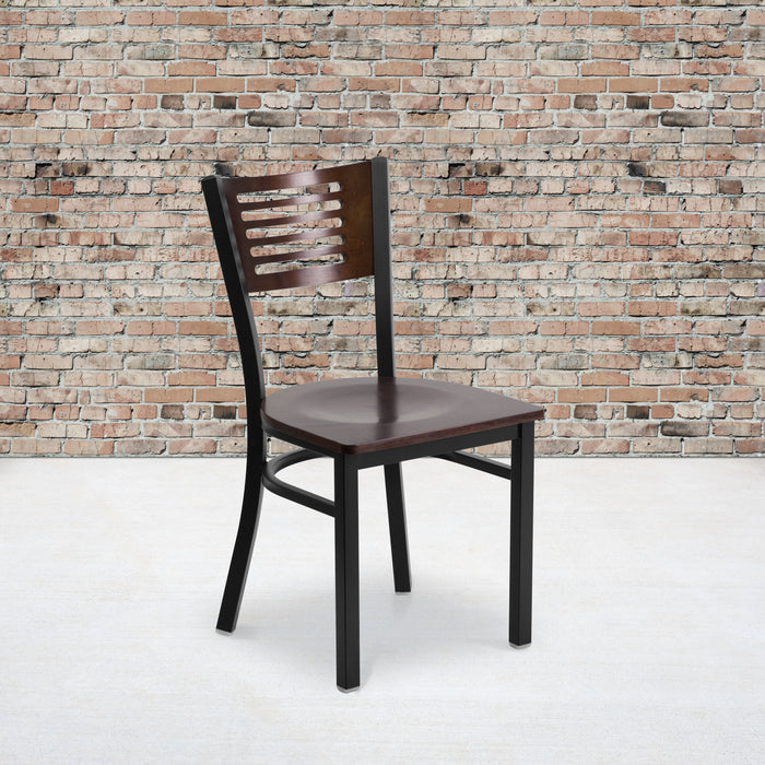 Bk/Wal Slat Chair-Wood Seat