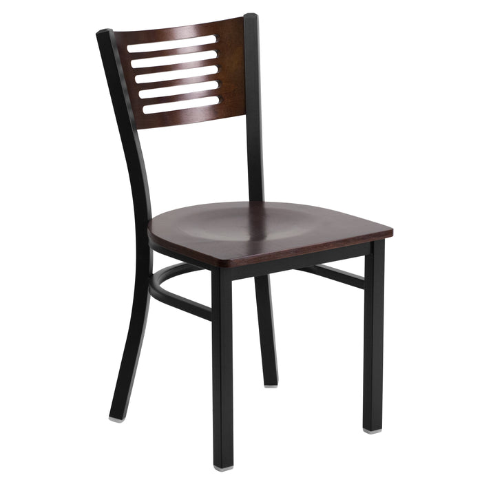 Bk/Wal Slat Chair-Wood Seat
