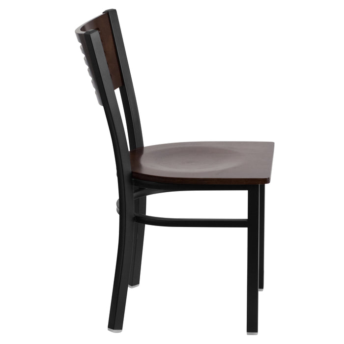 Bk/Wal Slat Chair-Wood Seat