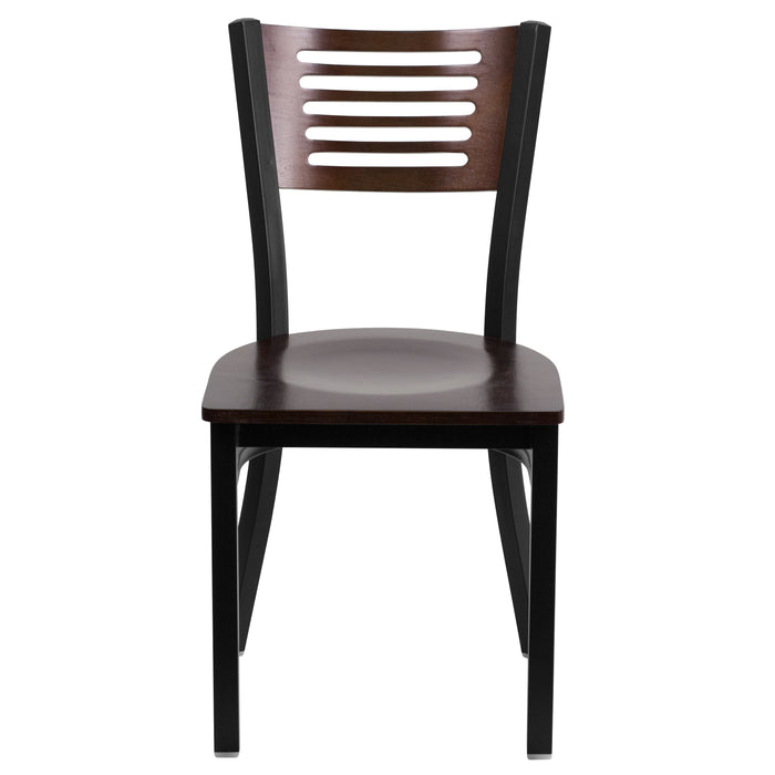 Bk/Wal Slat Chair-Wood Seat