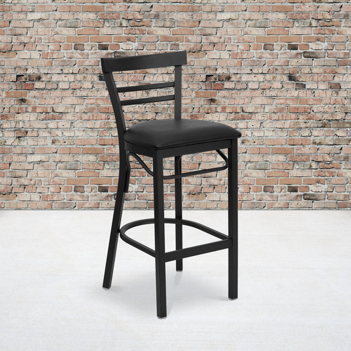 Black Ladder Stool-Black Seat