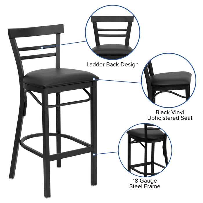 Black Ladder Stool-Black Seat
