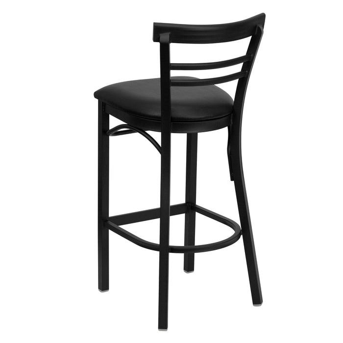 Black Ladder Stool-Black Seat