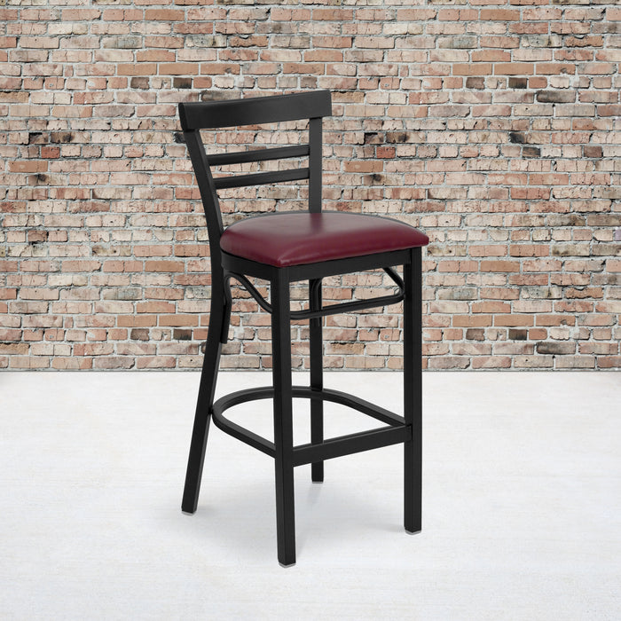 Black Ladder Stool-Burg Seat