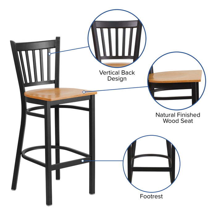 Black Vert Stool-Nat Seat