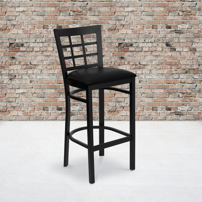 Black Window Stool-Black Seat