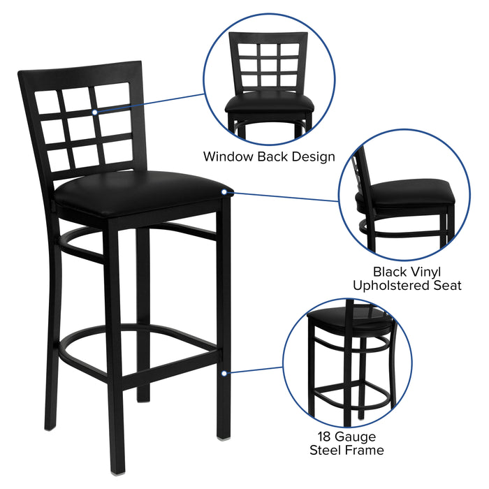 Black Window Stool-Black Seat