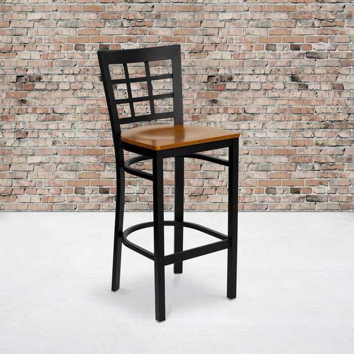 Black Window Stool-Cherry Seat