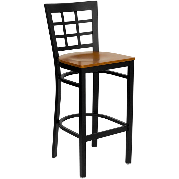 Black Window Stool-Cherry Seat