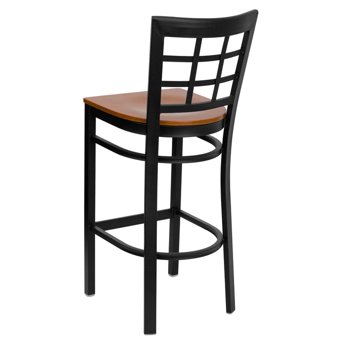 Black Window Stool-Cherry Seat