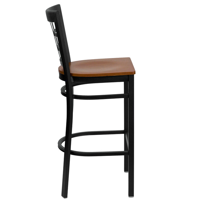 Black Window Stool-Cherry Seat