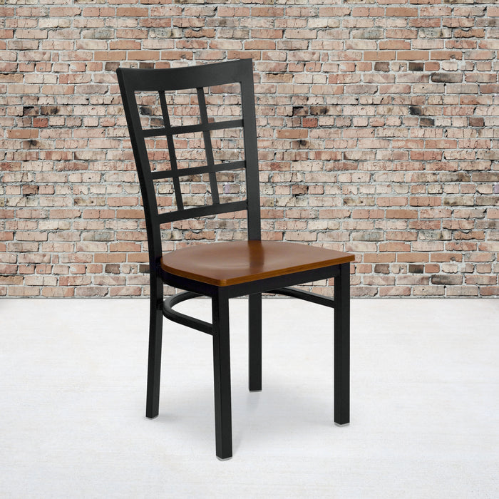 Black Window Chair-Cherry Seat