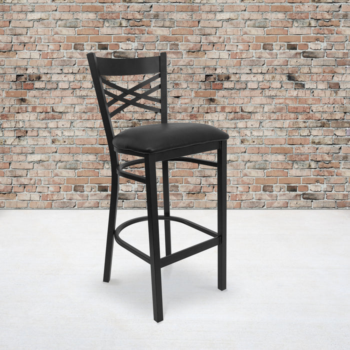 Black X Stool-Black Seat