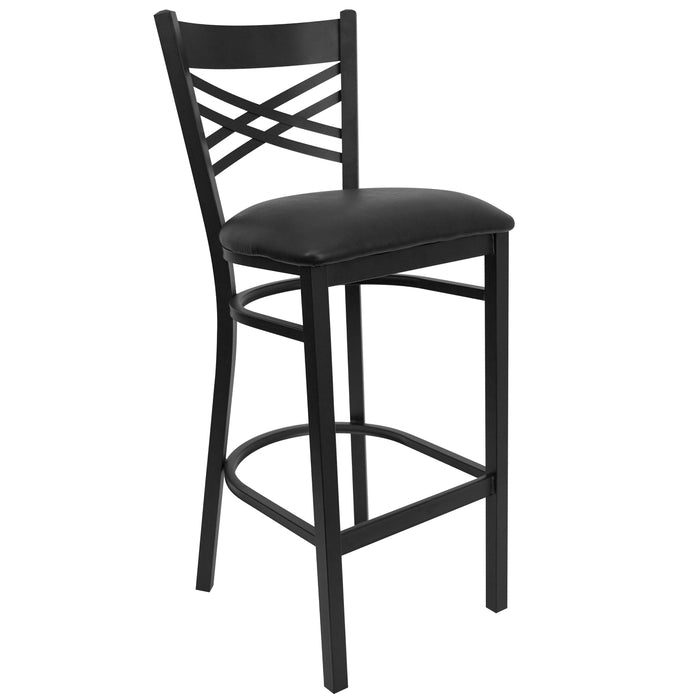 Black X Stool-Black Seat