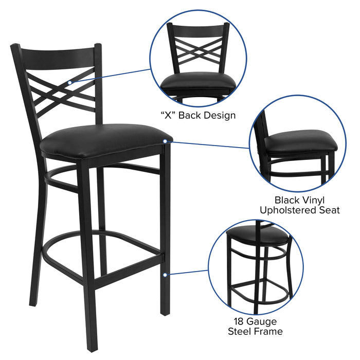 Black X Stool-Black Seat
