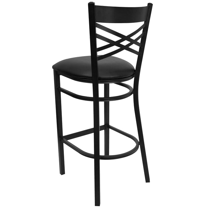 Black X Stool-Black Seat