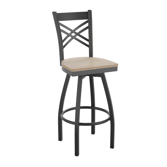 Black X Swivel Stool-WHT Seat