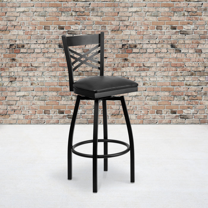 Black X Swivel Stool-Blk Seat