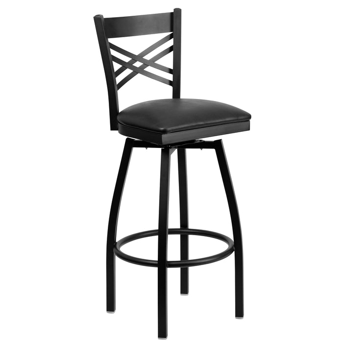 Black X Swivel Stool-Blk Seat