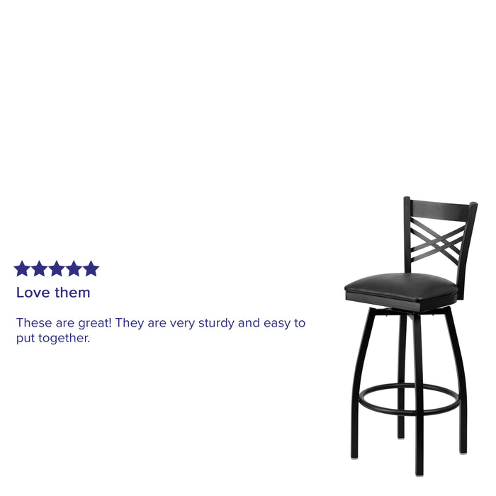 Black X Swivel Stool-Blk Seat
